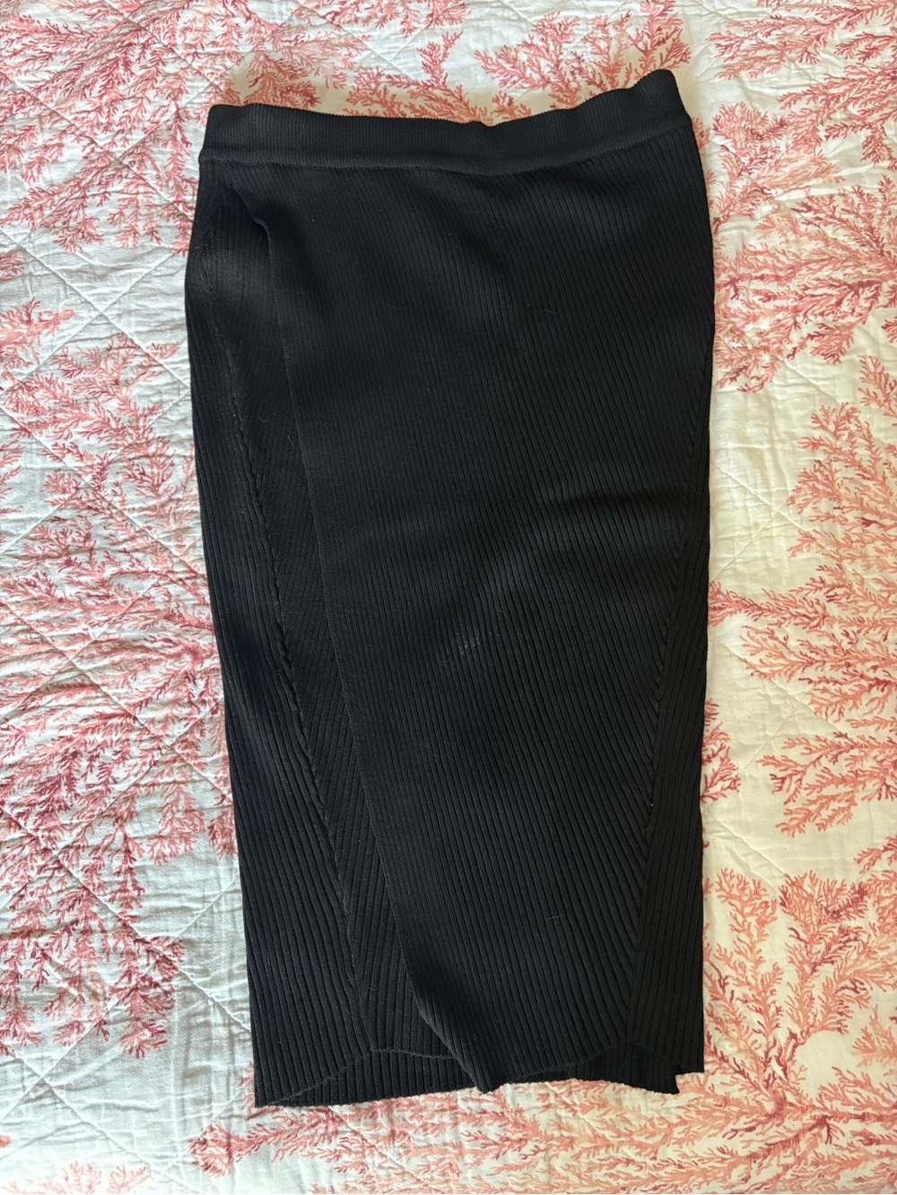 English Factory Black Ribbed Pencil Skirt